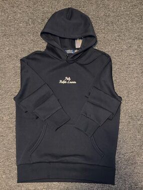 Ralph Lauren Navy Pullover Hoodie with Embroidered Logo